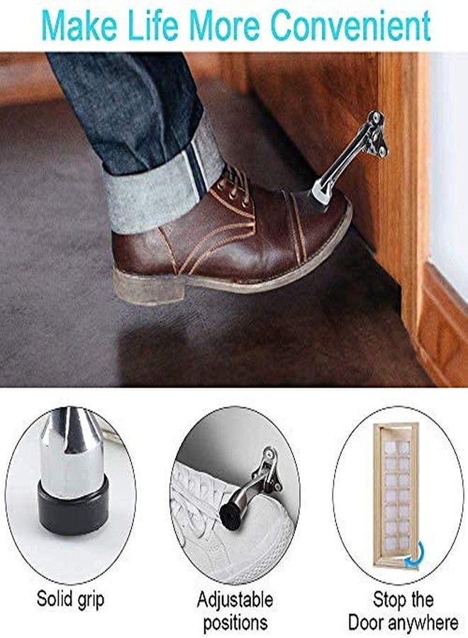 VIPMOON Door Stopper, VIPMOON 2 Pack Kick Door Stop, Door Holder Open, Metal Door Stopper, Kickdown Door Stoper with Soft Rubber Tip for Heavy Door, Garage Door, Wood Floor, Adjustable Height - Image 4